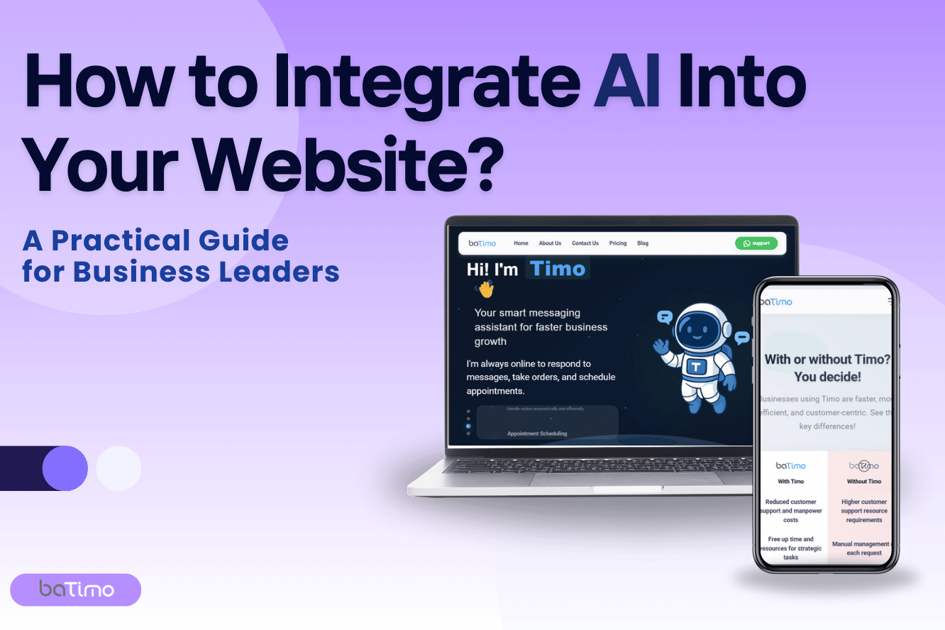 Website interface showing AI chatbot integration for better customer experience